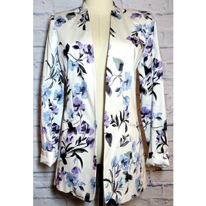 Calvin Klein Floral Printed Suit Blazer Jacket Open Front  Multicolor Size 4
